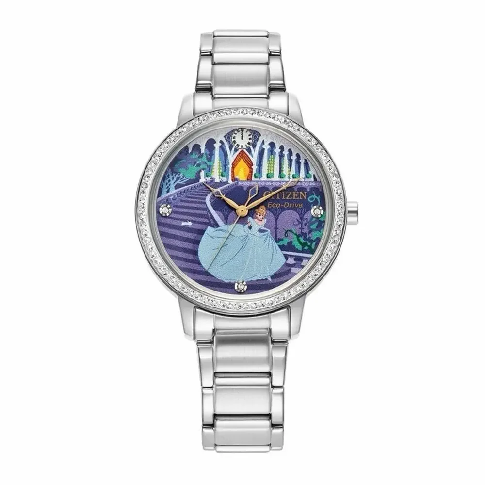 Citizen Disney Cinderella Eco-Drive Watch FE7041-51W Crystal Pin Box Set NWT